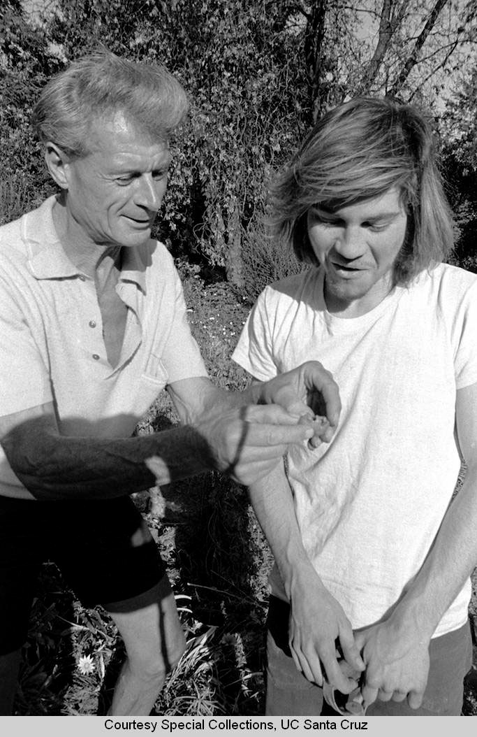 Alan Chadwick and Lee Jacobs in the Santa Cruz Garden